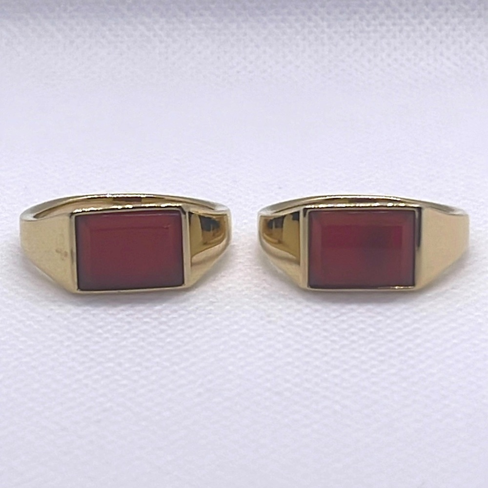 Miansai Slim Lennox Agate Ring Gold Vermeil